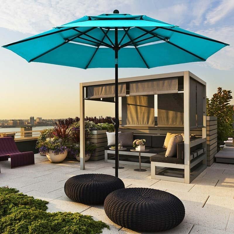 10ft 3 Tier Auto-tilt Patio Market Umbrella with Double Vented