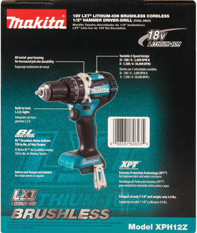 Makita XPH12Z 18V LXT Lithium-Ion Brushless Cordless 1/2" Hammer Driver-Drill, Tool Only