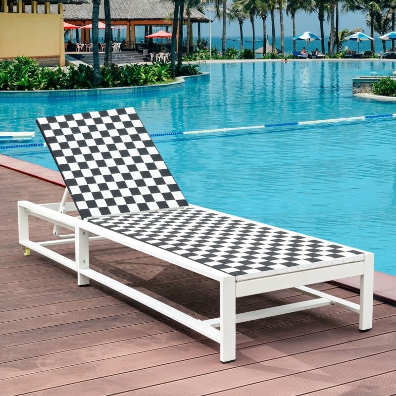 Adjustable Reclining Outdoor Chaise Lounge Chair for Garden Poolside