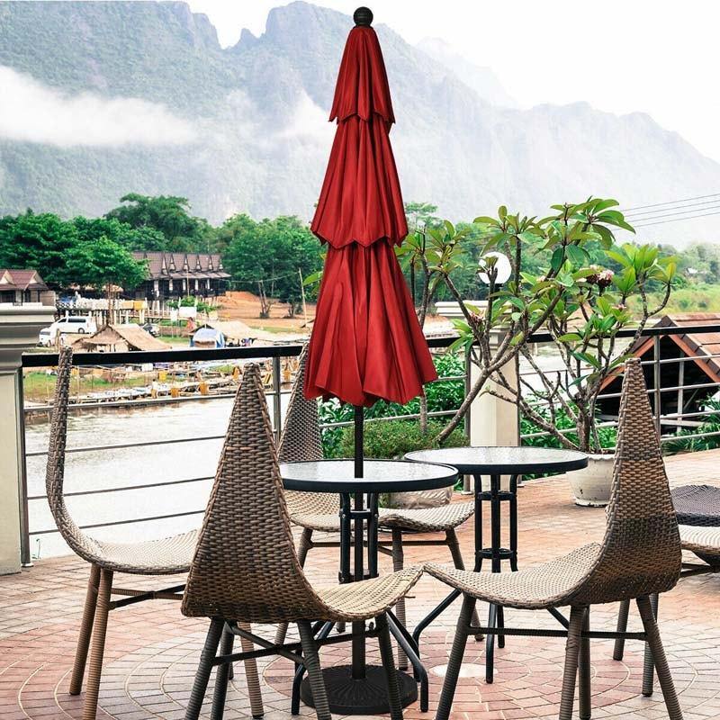 10ft 3 Tier Auto-tilt Patio Market Umbrella with Double Vented