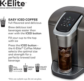 Keurig K-Elite Single-Serve K-Cup Pod Coffee Maker, Brushed Slate, 12 oz. Brew Size