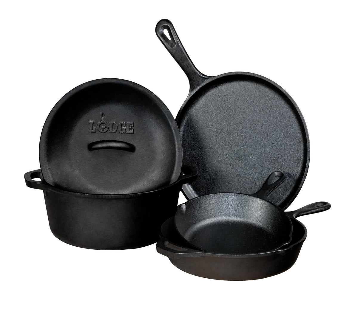 Pre-Seasoned Cast Iron 5 Piece Set, L5HS3, 5 Piece Combo Set