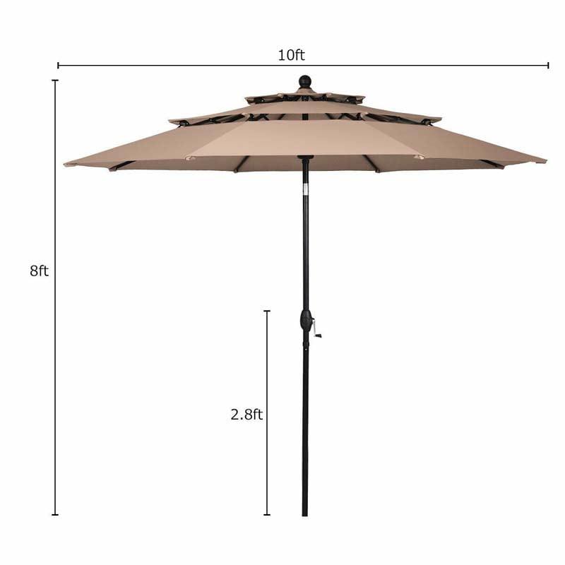 10ft 3 Tier Auto-tilt Patio Market Umbrella with Double Vented