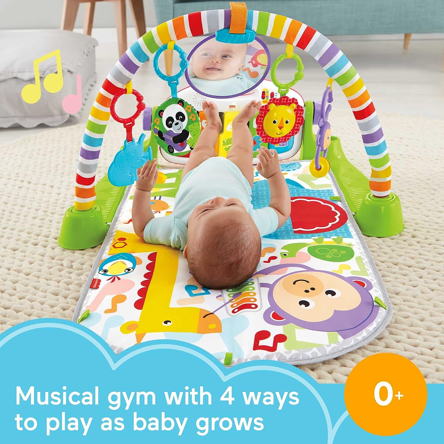 Fisher Price Baby Playmat Deluxe Kick & Play Piano Gym & Maracas with Smart Stages Learning Content