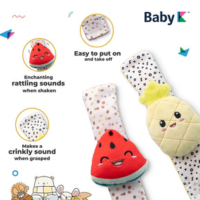 BABY Foot Finder Socks & Wrist Rattles - Newborn Toys for Baby