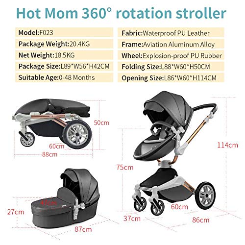 Hot Mom Baby Stroller 360 Degree Rotation Baby Bassinet and Seat Combo Pushchai & Pram