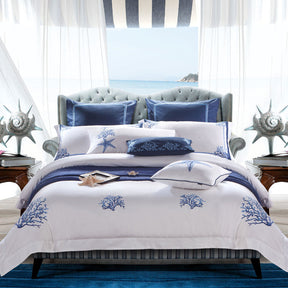 Egyptian Cotton Embroidered Tribute Silk Duvet Cover Set