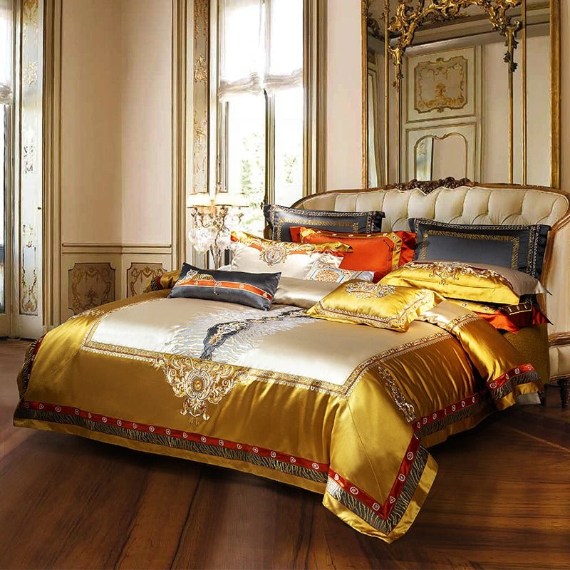 Embroidered Satin Duvet Cover Set