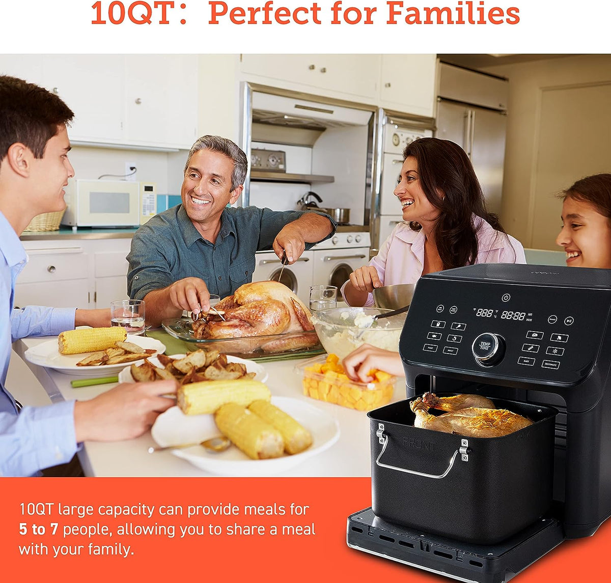 COSORI Air Fryer Toaster Oven Combo, 10 Qt Family Size 14-in-1 Functions (1000+ APP Recipes), Dishwasher-Safe Accessories with Roast Tray and Dehydrate Racks, Black Oven