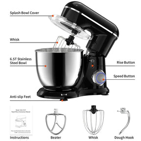 Samsaimo Stand Mixer,6.5-QT 660W 10-Speed Tilt-Head Food Mixer, Kitchen Electric Mixer with Bowl, Dough Hook, Beater, Whisk for Most Home Cooks