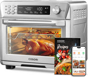 COSORI Toaster Oven Air Fryer Combo, 12-in-1, 26QT Convection Oven Countertop, Stainless Steel with Toast Bake and Broil, Smart, 6 Slice Toast, 12'' Pizza, 75 Recipes&Accessories