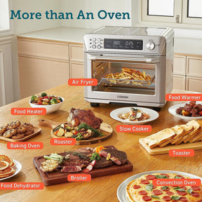 COSORI Toaster Oven Air Fryer Combo, 12-in-1, 26QT Convection Oven Countertop, Stainless Steel with Toast Bake and Broil, Smart, 6 Slice Toast, 12'' Pizza, 75 Recipes&Accessories