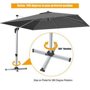 10 Ft Square Offset Patio Cantilever Umbrella with 360 Degree Tilt