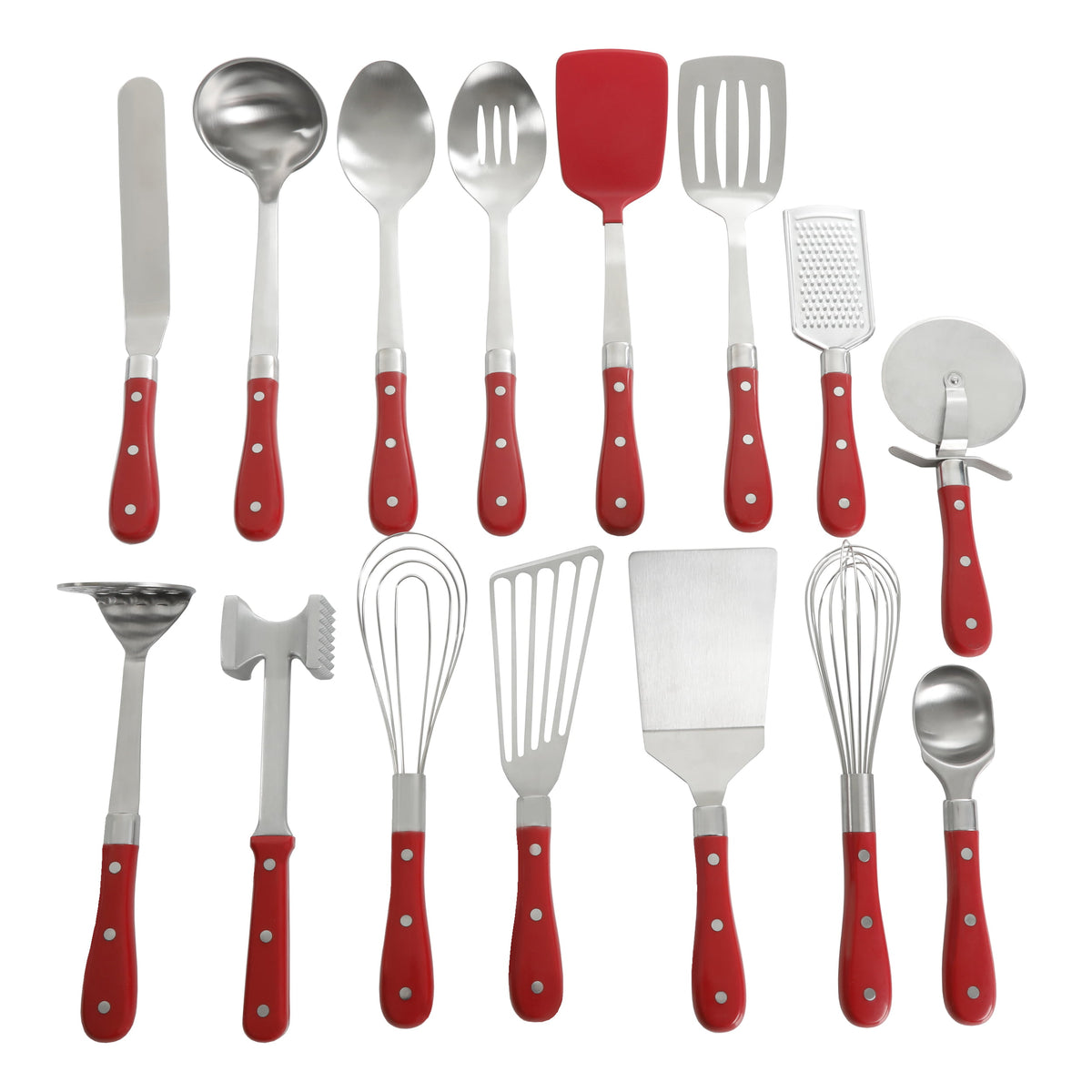 Collection 15-Piece All in One Kitchen Utensil Set, Red