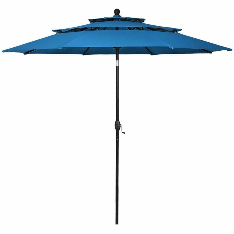 10ft 3 Tier Auto-tilt Patio Market Umbrella with Double Vented