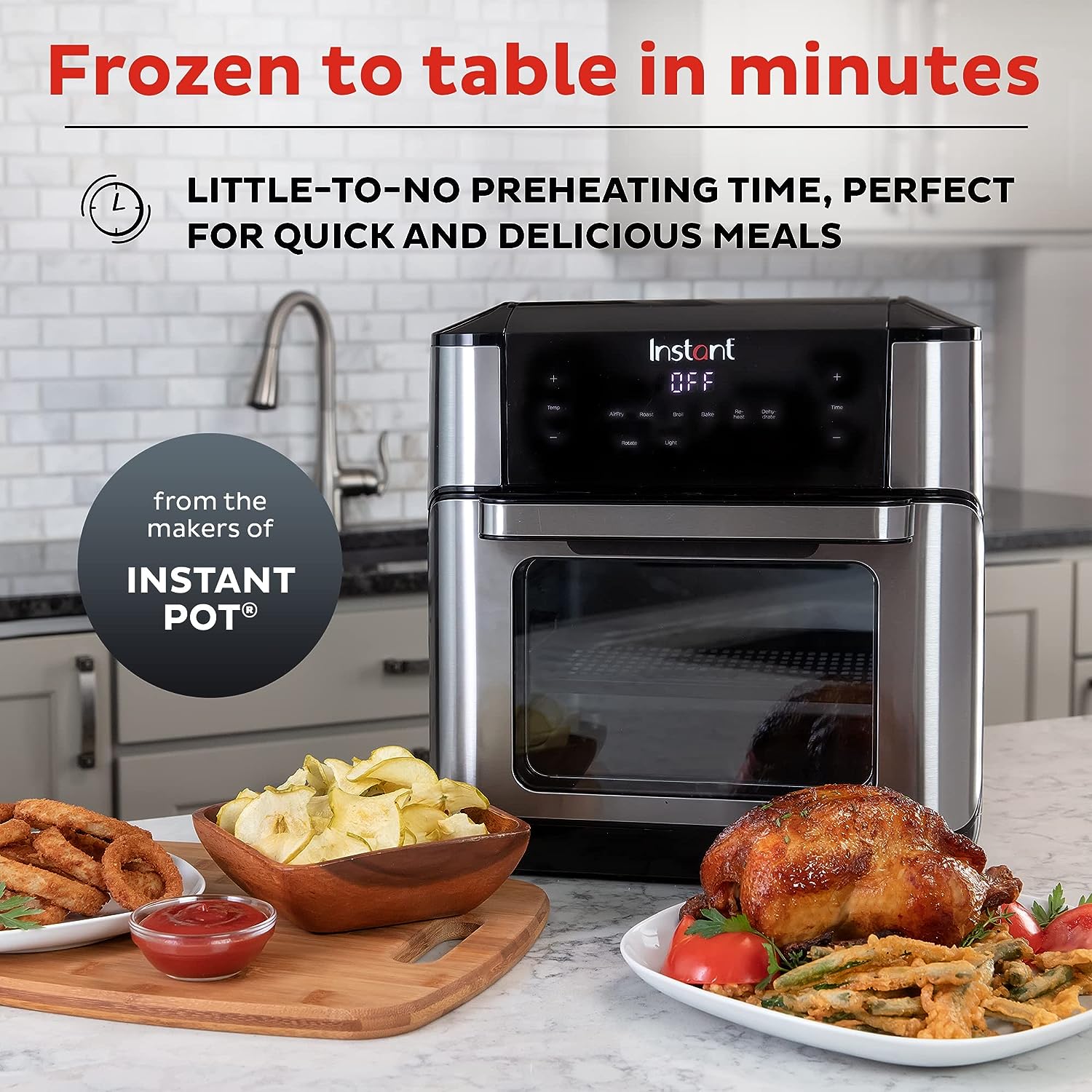 Instant Vortex Plus 10-Quart Air Fryer, From the Makers of Instant Pot, 7-in-1 Functions, with EvenCrisp Technology, App with over 100 Recipes, Stainless Steel