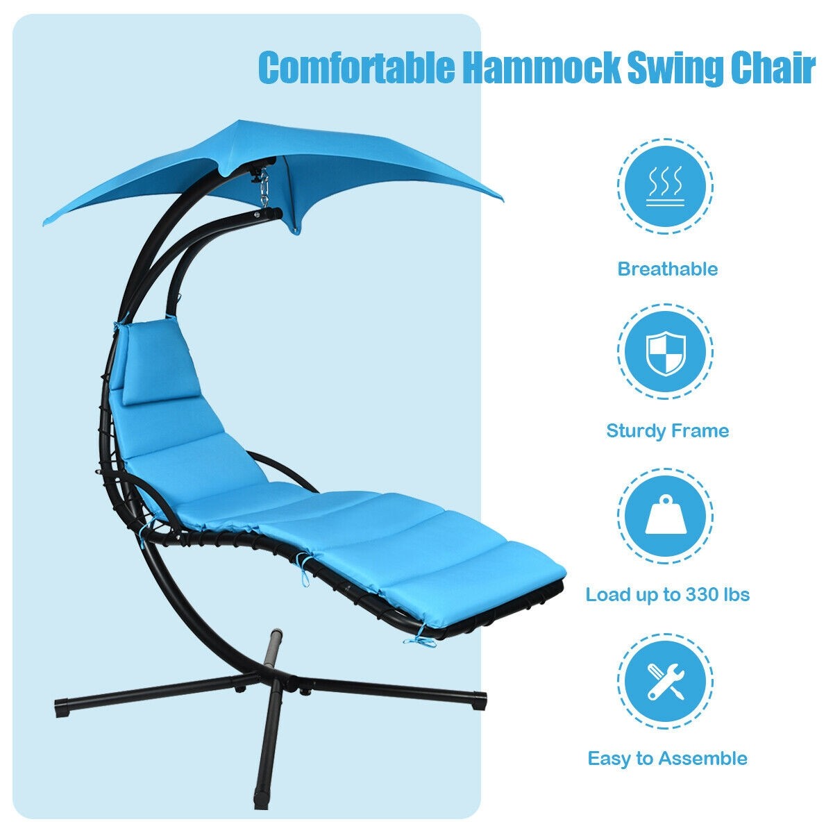 Hanging Chaise Lounge Hammock Outdoor Lounge Chair Swing Chair with Pillow