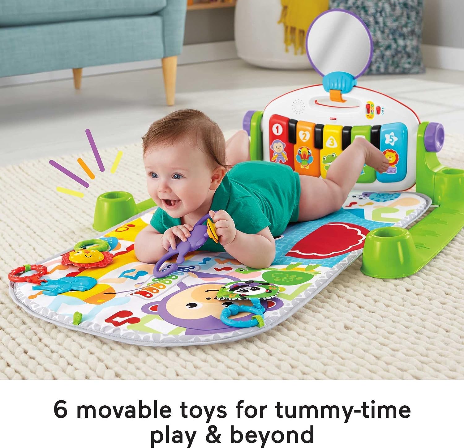 Fisher Price Baby Playmat Deluxe Kick & Play Piano Gym & Maracas with Smart Stages Learning Content