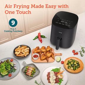 COSORI Air Fryer Pro LE 5-Qt, for Quick and Easy Meals, UP to 450℉, Quiet Operation, 85% Oil less, 130+ Exclusive Recipes, 9 Customizable Functions in 1, Compact, Dishwasher Safe, Gray