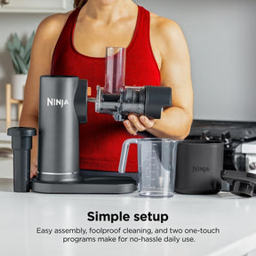 Ninja JC151 NeverClog Cold Press Juicer, Powerful Slow Juicer with Total Pulp Control, Countertop, Electric, 2 Pulp Functions, Dishwasher Safe, 2nd Generation, Charcoal