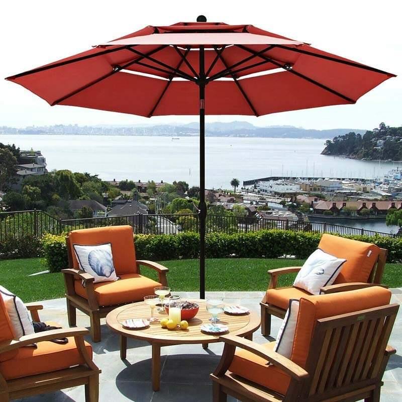 10ft 3 Tier Auto-tilt Patio Market Umbrella with Double Vented