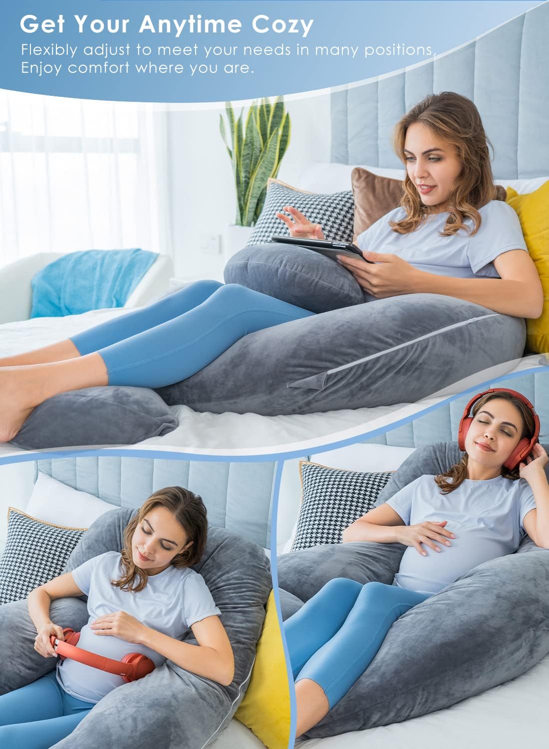 Cooling Maternity Pillow for Sleeping U Shaped Body Pillow for Pregnant Support