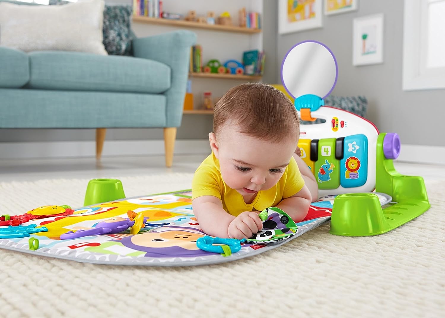 Fisher Price Baby Playmat Deluxe Kick & Play Piano Gym & Maracas with Smart Stages Learning Content