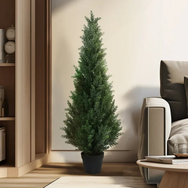 4FT Faux Cedar Tree with UV Resistant Coating(Buy 2 Get Free Tall Rectangular Planter)