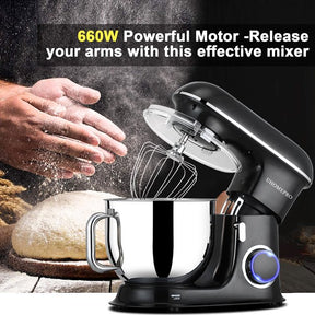 uhomepro 7.5 QT Stand Mixer for Kitchen, 6+0+P-Speed Tilt-Head 660W Dough Mixer, Home Commercial Mixing Electric Kitchen Cake Mixer W/ Dough Hook, Beater, Egg Whisk, Spatula, Dishwasher Safe