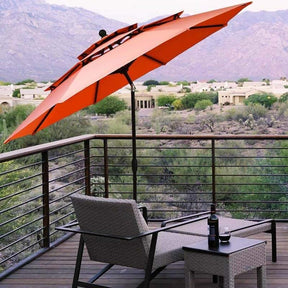 10ft 3 Tier Auto-tilt Patio Market Umbrella with Double Vented