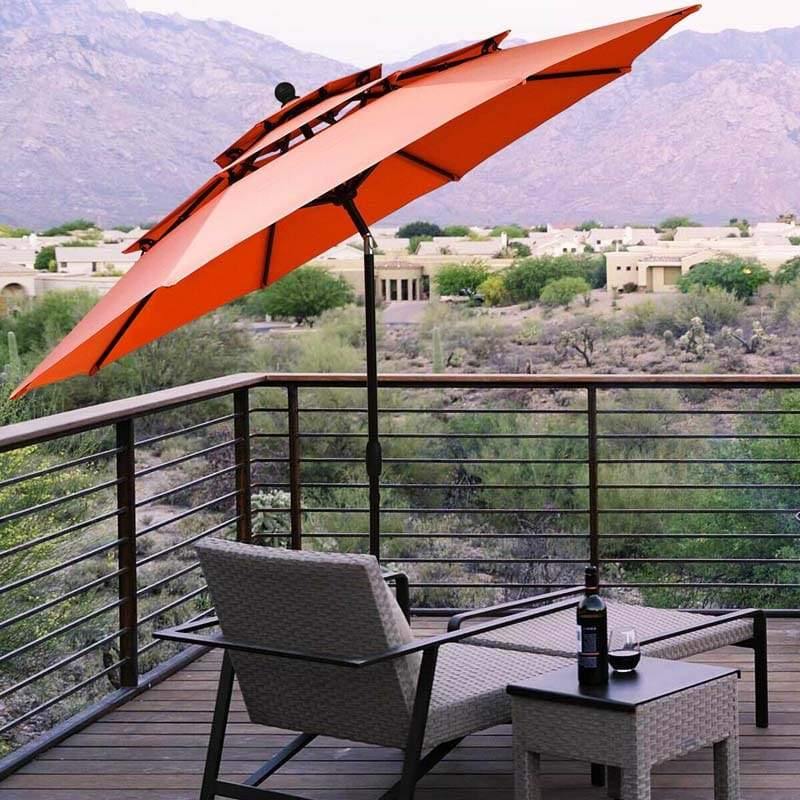 10ft 3 Tier Auto-tilt Patio Market Umbrella with Double Vented