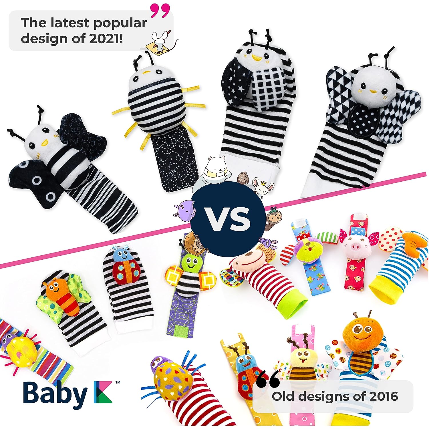 BABY Foot Finder Socks & Wrist Rattles - Newborn Toys for Baby