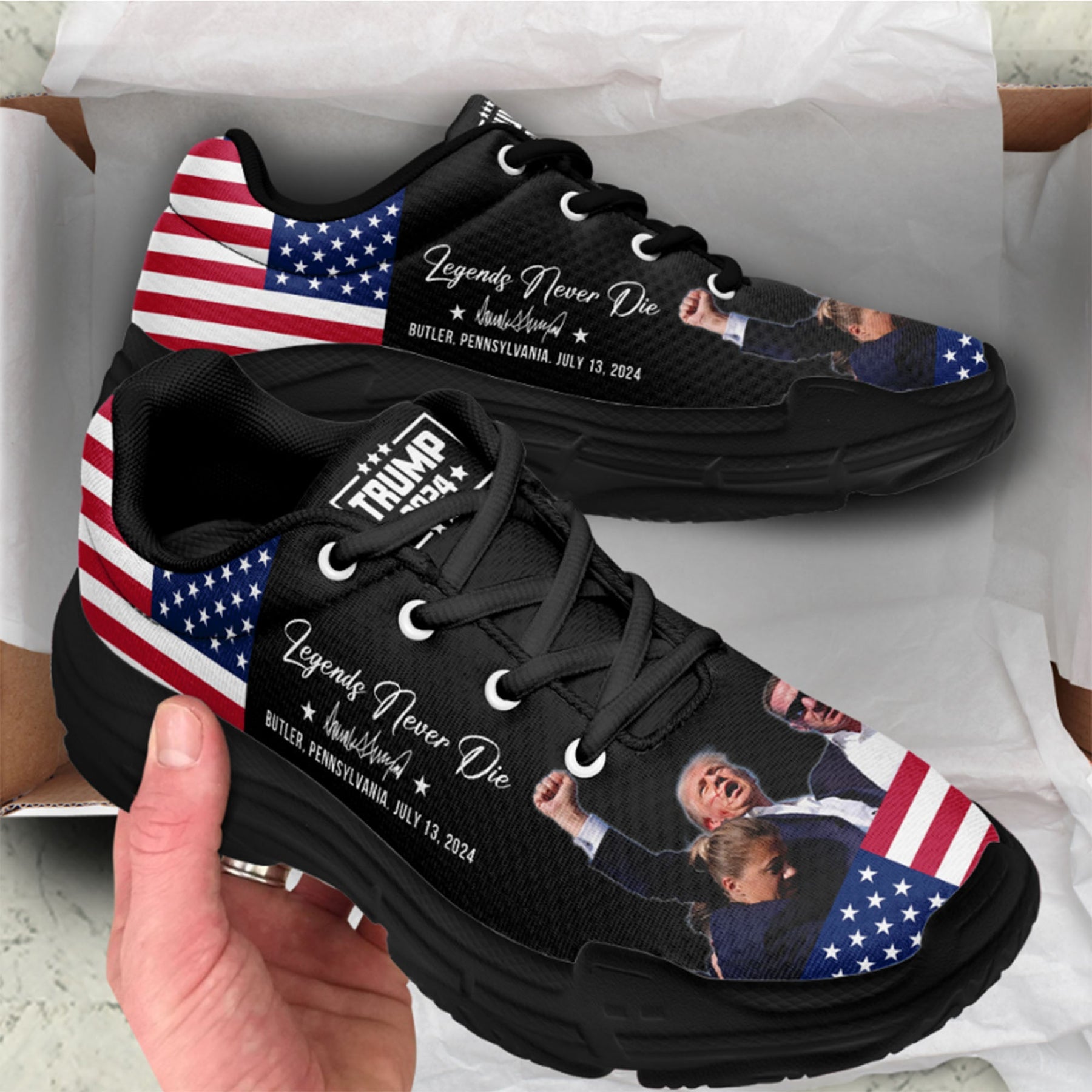 Trump Fight 2024 Unisex Shoes | Trump Pennsylvania Rally | Trump 2024 Chunky Shoes C1204 - GOP