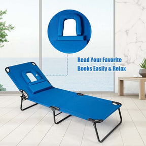 Folding Beach Lounge Chair Adjustable Reclining Chair Camping Chair Bed