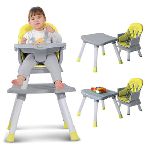 8 in 1 Convertible High Chairs for Babies and Toddlers, Kids Learning Table,Building Block Table,Kids Stool Table Chair Set with Removable Tray