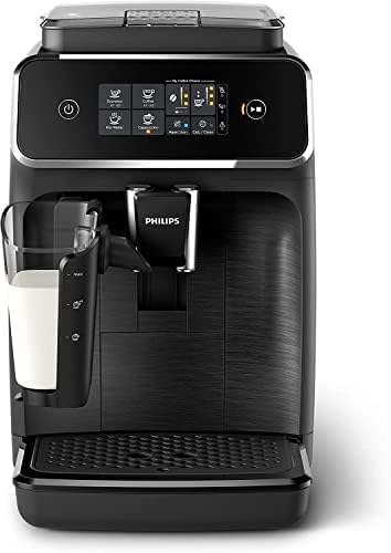 Philips 2200 Series Fully Automatic Espresso Machine - LatteGo Milk Frother, 3 Coffee Varieties , Intuitive Touch Display, Black, (EP2230/14)