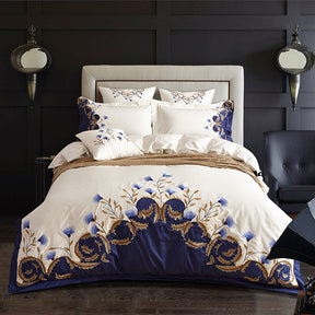 Luxury Embroidered Egyptian Cotton Duvet Cover Set