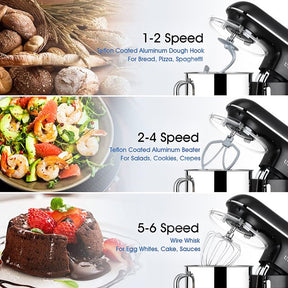 uhomepro 7.5 QT Stand Mixer for Kitchen, 6+0+P-Speed Tilt-Head 660W Dough Mixer, Home Commercial Mixing Electric Kitchen Cake Mixer W/ Dough Hook, Beater, Egg Whisk, Spatula, Dishwasher Safe