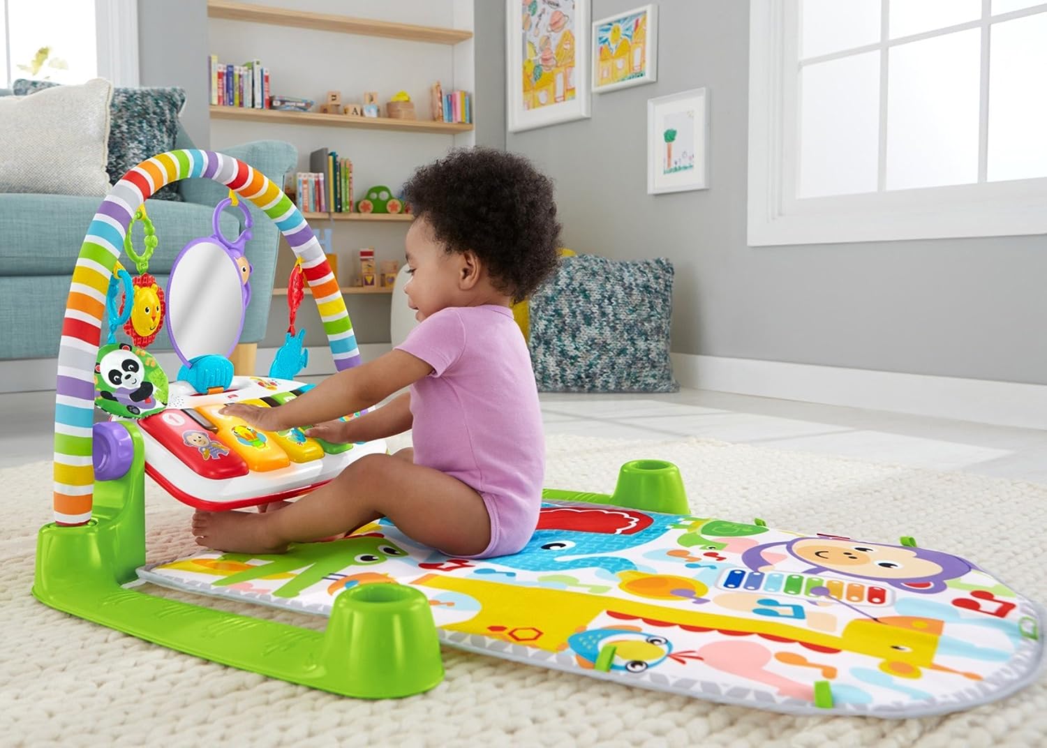 Fisher Price Baby Playmat Deluxe Kick & Play Piano Gym & Maracas with Smart Stages Learning Content