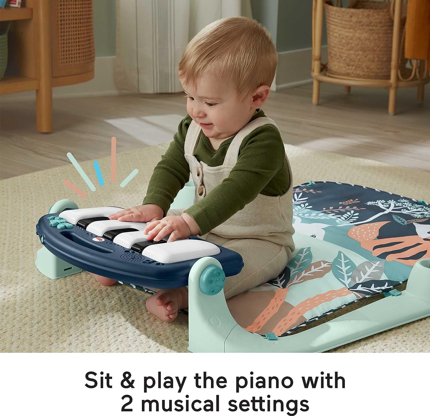 Fisher Price Baby Playmat Deluxe Kick & Play Piano Gym & Maracas with Smart Stages Learning Content