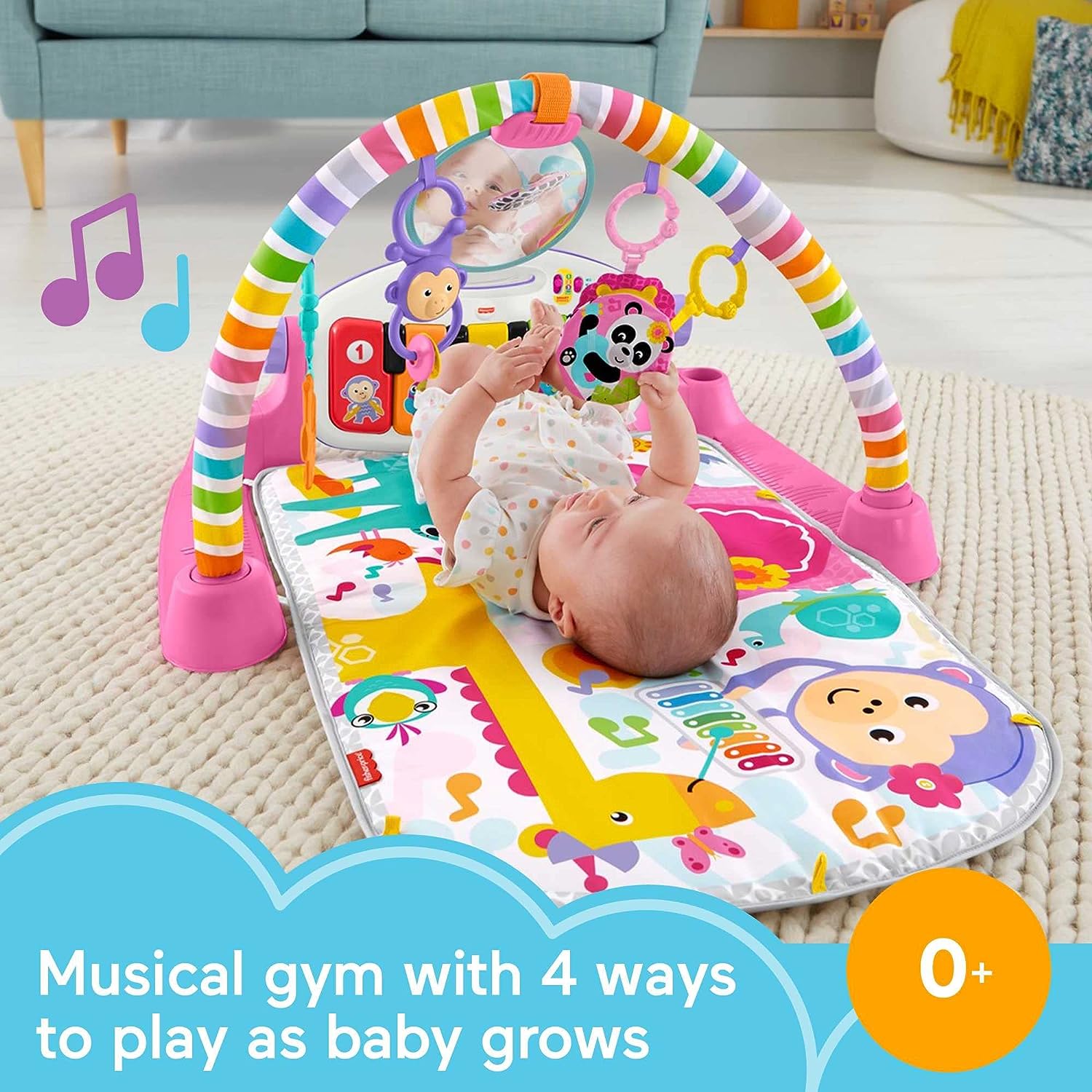 Fisher Price Baby Playmat Deluxe Kick & Play Piano Gym & Maracas with Smart Stages Learning Content