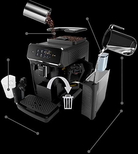 Philips 2200 Series Fully Automatic Espresso Machine - LatteGo Milk Frother, 3 Coffee Varieties , Intuitive Touch Display, Black, (EP2230/14)