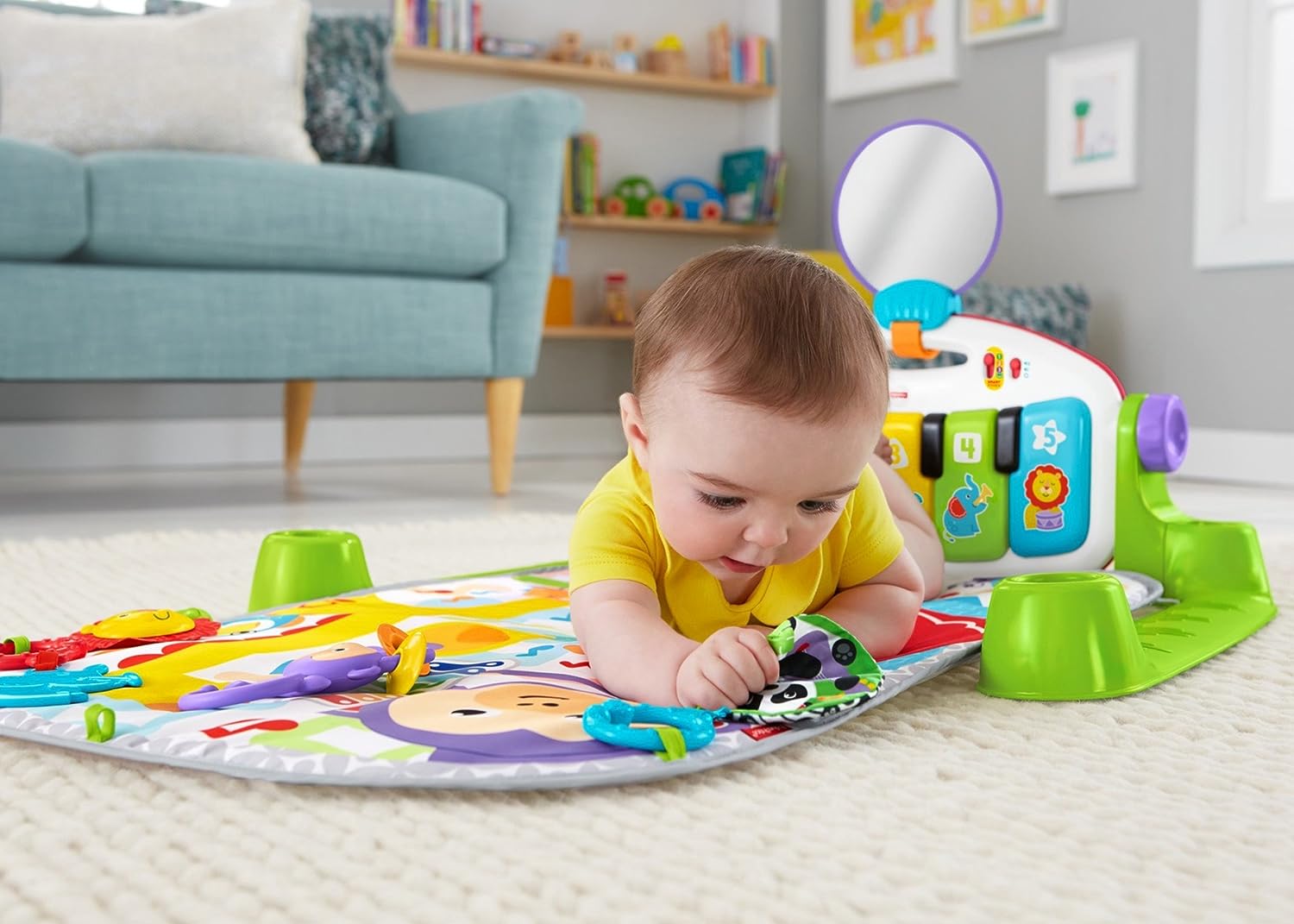 Fisher Price Baby Playmat Deluxe Kick & Play Piano Gym & Maracas with Smart Stages Learning Content