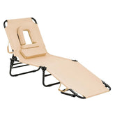 Folding Beach Lounge Chair Adjustable Reclining Chair Camping Chair Bed