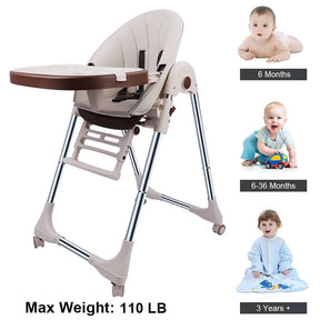 Baby High Chair for Toddlers Kids Feeding Height Convertible with Removable Tray