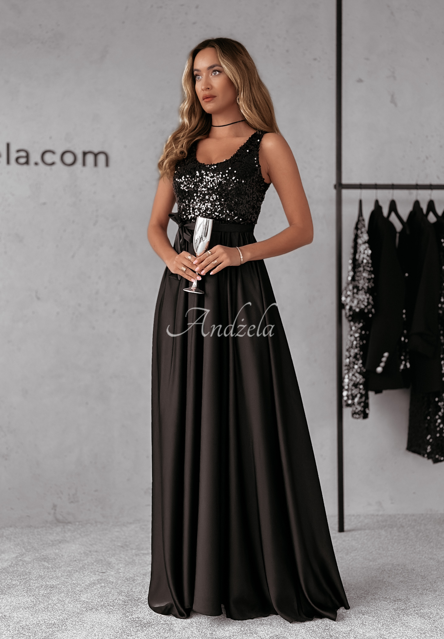 ✨Maxi satin dress with sequins, Twilight Harmony