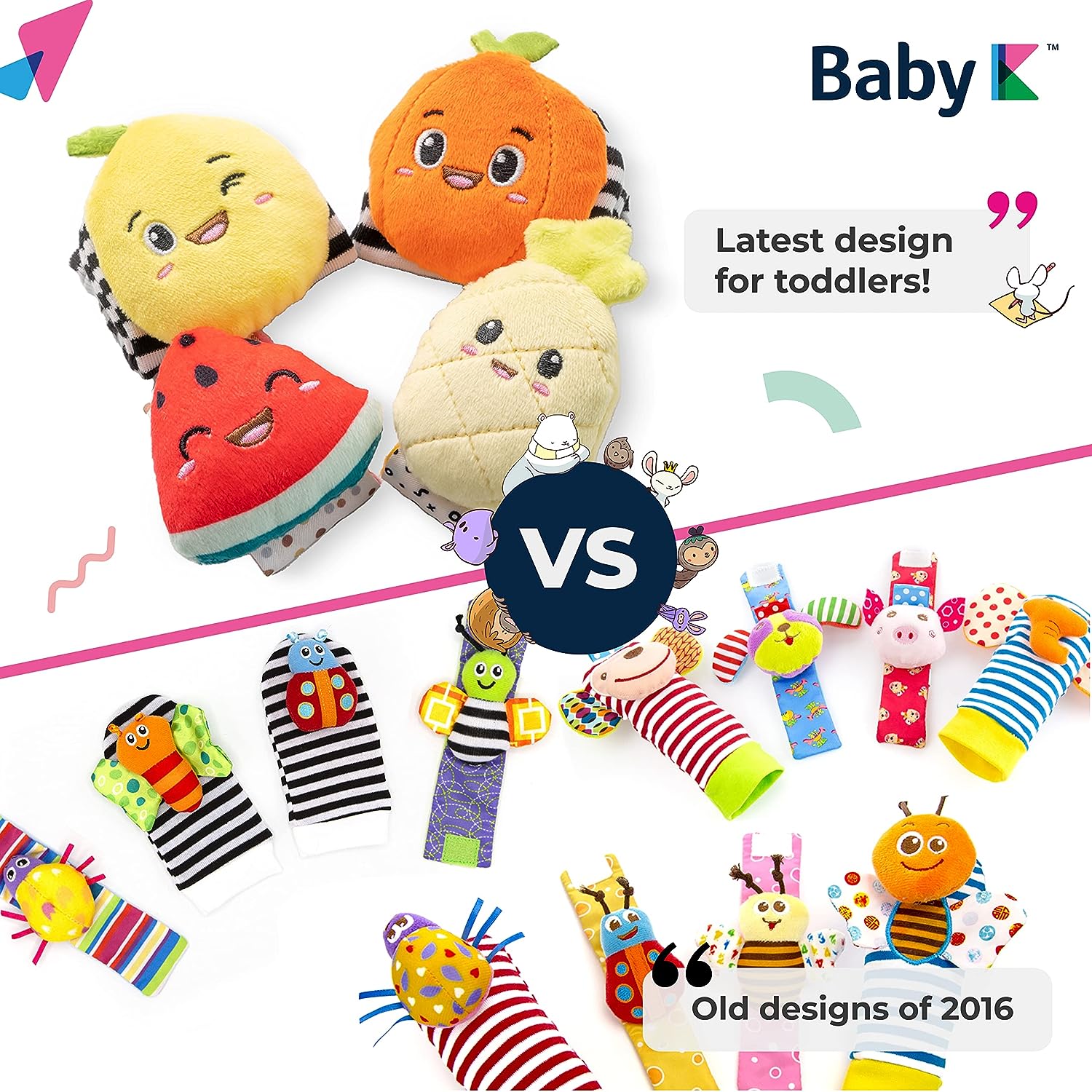 BABY Foot Finder Socks & Wrist Rattles - Newborn Toys for Baby