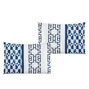 Greek Blue Modern Hotel White Comforter Set - 7 Piece Set