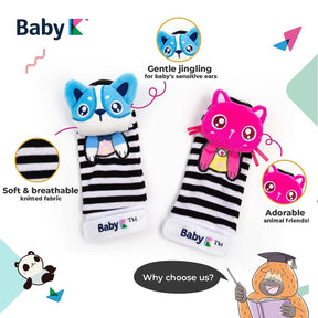 BABY Foot Finder Socks & Wrist Rattles - Newborn Toys for Baby