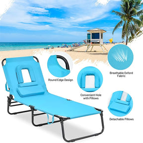 Folding Beach Lounge Chair Adjustable Reclining Chair Camping Chair Bed